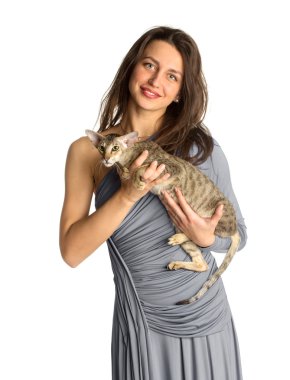 güzel bir kız ile kedi