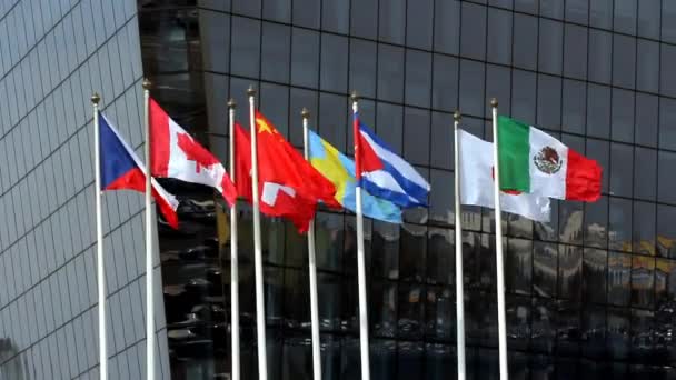 Banderas de diferentes países — Vídeo de stock