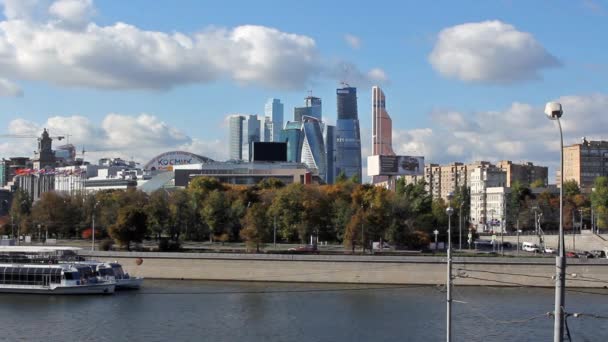 Moscow City complex of skyscrapers. — Stock Video