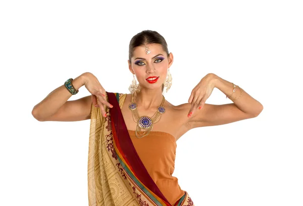 European woman posing in Indian Style — Stock Photo, Image