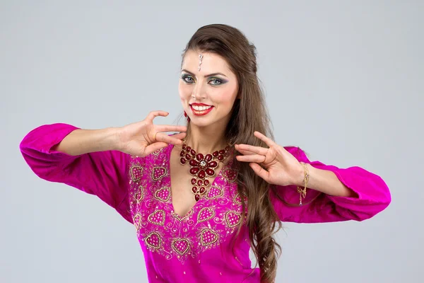 European woman posing in Indian Style — Stock Photo, Image