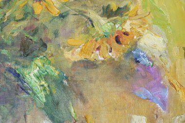 Renkli tuval üzerine yağlı boya lekeleri