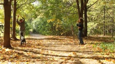 köpek park ile oynarken aile