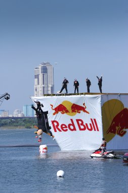 JUL 26, 2015 MOSCOW: Red bull flugtag day.  clipart