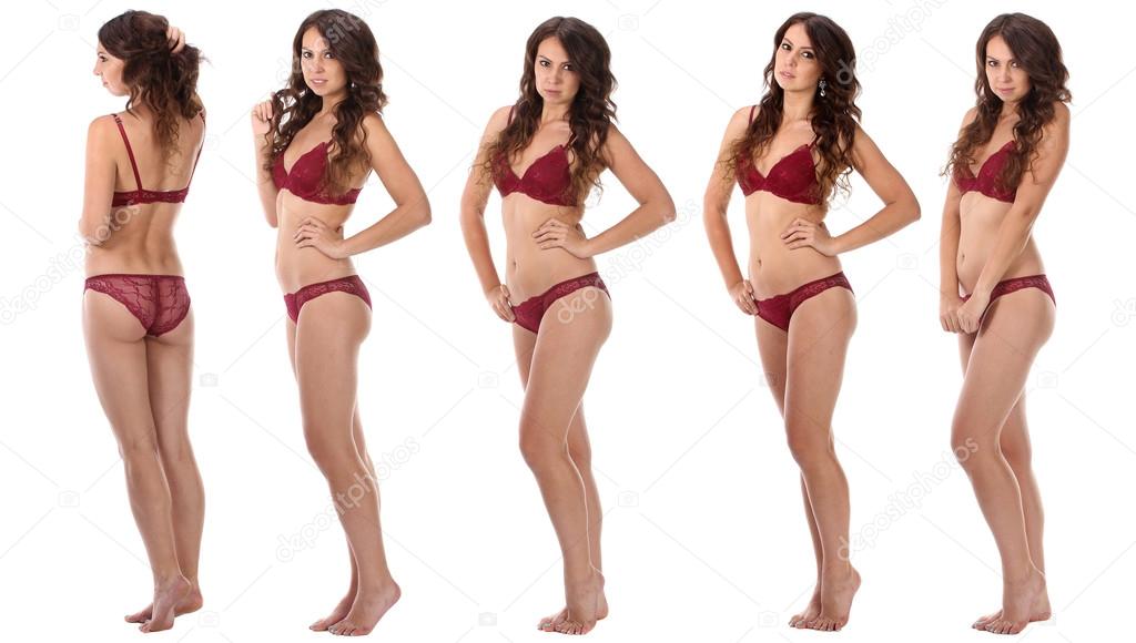 Beautiful full body brunette beauty woman in sexy underwear Stock Photo by  ©gsdonlin 89093508