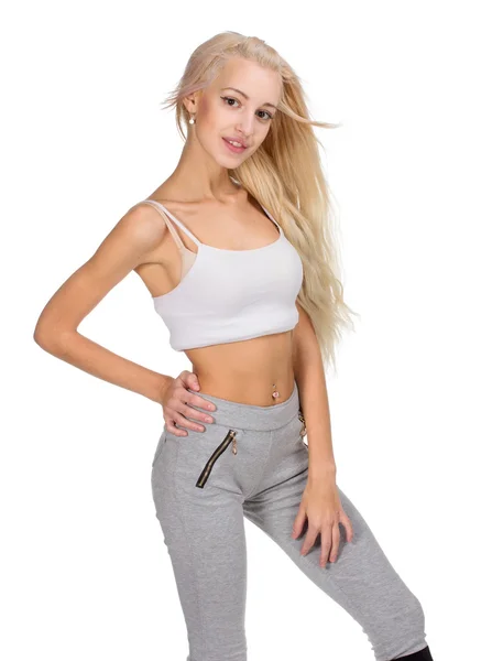 Schöne blonde Schönheit Frau in Sportkleidung — Stockfoto