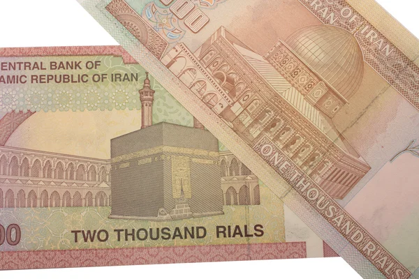 Ensemble de billets de banque rials iraniens . — Photo