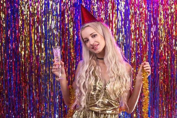 stock image Pretty girl having fun on a dance party