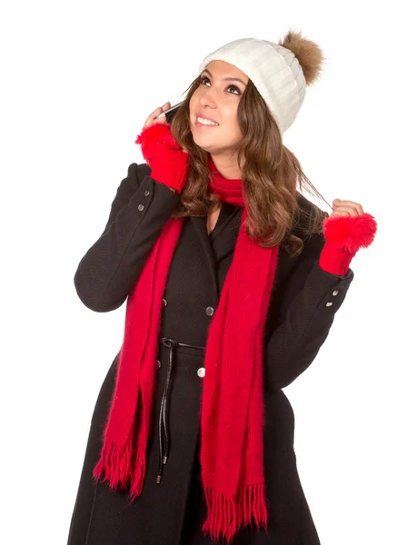 Menina sexual em chapéu quente e casaco — Fotografia de Stock