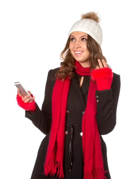 Сексуальная девушка в теплой шляпе и пальто — стоковое фото
