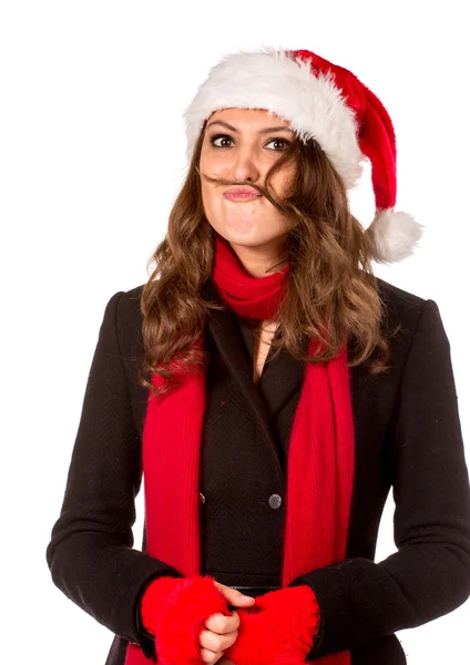 Beautiful woman with hair mustache. — Stock Photo, Image
