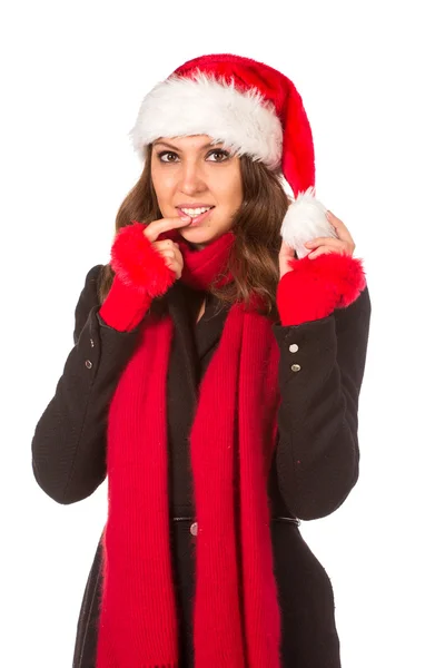 Beautiful girl coughs in winter hat — Stock Photo, Image