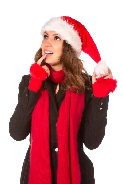 아름 다운 여자 겨울 모자에 기침 — 스톡 사진