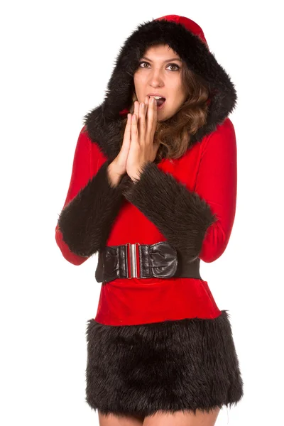 Hermosa mujer joven vestida con traje de Navidad — Foto de Stock