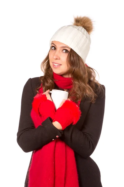 Mujer con copa blanca — Foto de Stock