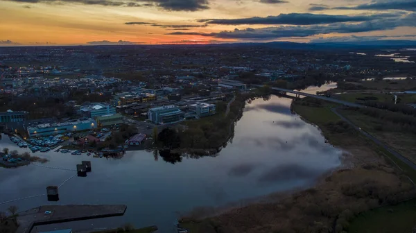 Aerial View Galway City Woodquay River Corrib Nuig Rowing Club Royalty Free Stock Photos