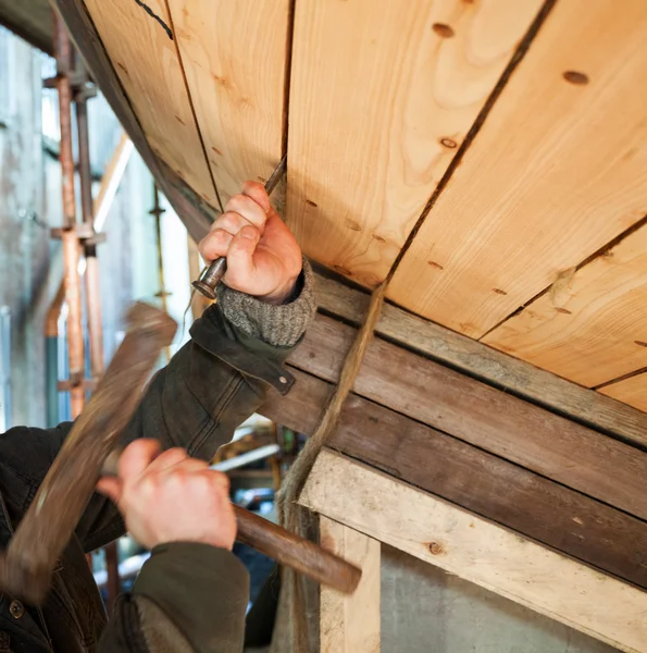 Holzboot bauen — Stockfoto