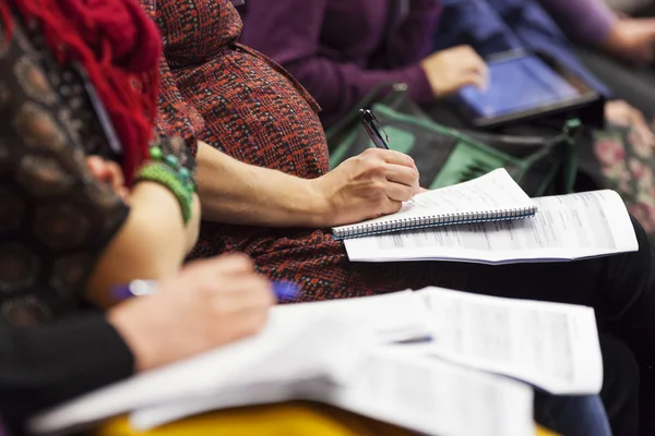 Making notes at conference, detail. — Stock Photo, Image