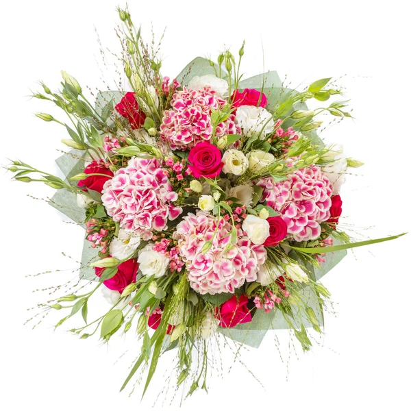 Bouquet of flowers top view isolated on white — Stock Photo, Image