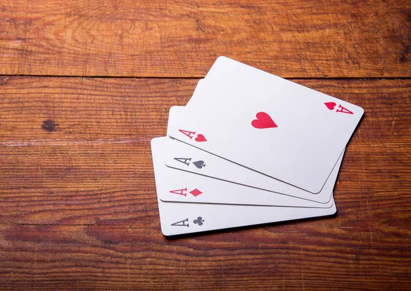 Group of four playing card aces — Stock Photo, Image