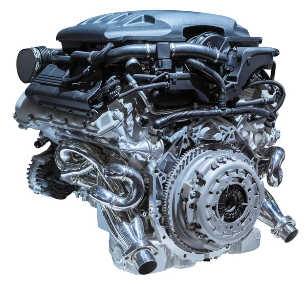 白い背景で隔離の近代的な車のエンジン — ストック写真