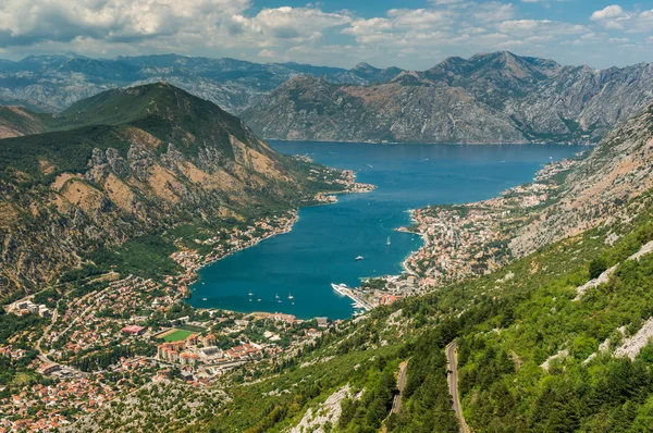 Zatoka Kotorska z widoku ptaka — Zdjęcie stockowe