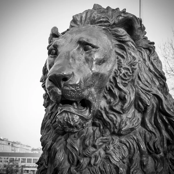 狮子金属雕像 — 图库照片