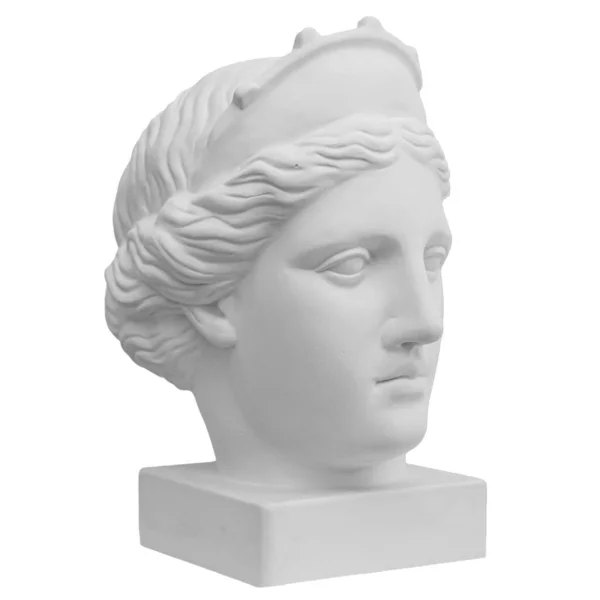古代白色大理石雕塑家,年轻女子的头.感官复兴艺术的雕像- -赤身裸体女性古董派风格 — 图库照片