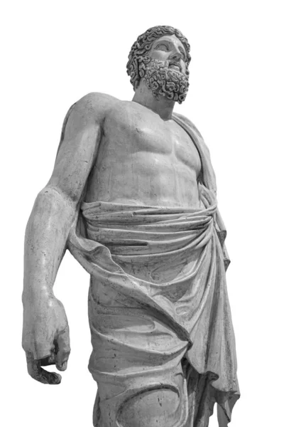 Marble statue of greek god Zeus isolated on white background. Antique sculpture of man with beard — Stock Photo, Image