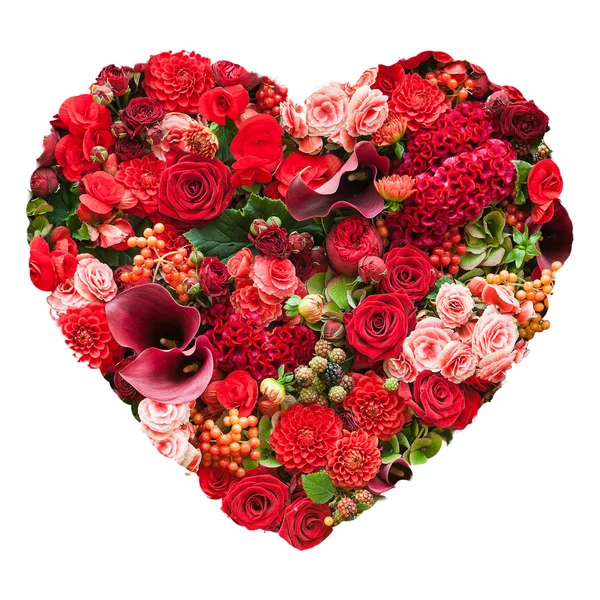 Ізольовані Саммерс квіти серце концепція квіткового колажу — стокове фото