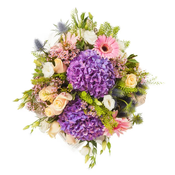 Prachtige kleurrijke verse bloemen boeket geïsoleerd op witte achtergrond — Stockfoto