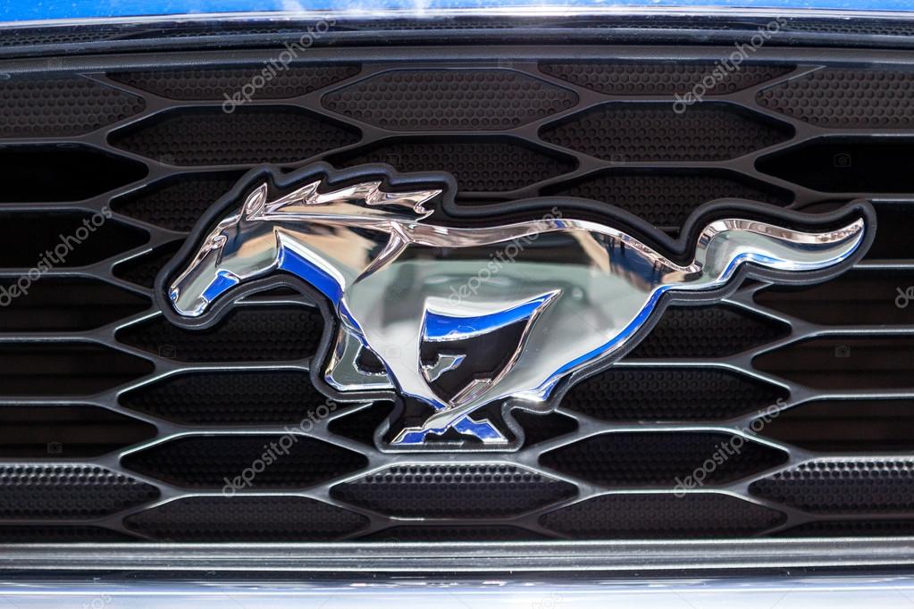 MOSCOW, RUSSIA - SEPTEMBER 04, 2012: Emblem of a Ford Mustang.