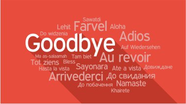 GOODBYE in different languages, word tag cloud clipart