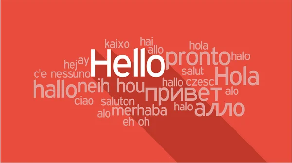 HELLO em diferentes idiomas, nuvem de tags de palavras — Vetor de Stock