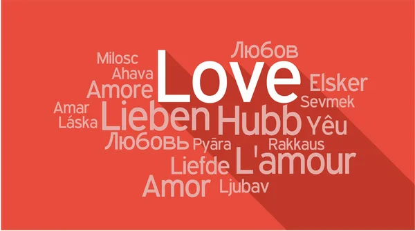 LOVE in different languages, word tag cloud — Stock Vector