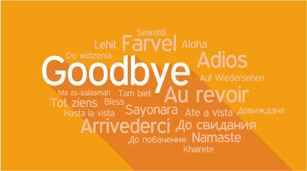 Güle güle farklı dillerde kelime etiket bulutu — Stok Vektör