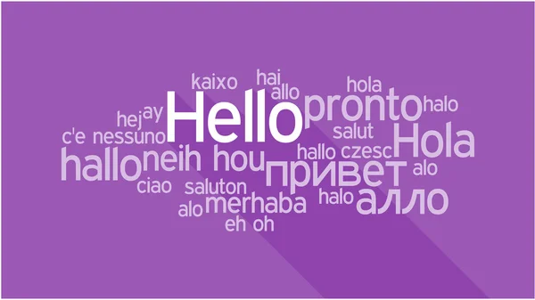 Hello, különböző nyelveken, word Címkefelhő — Stock Vector