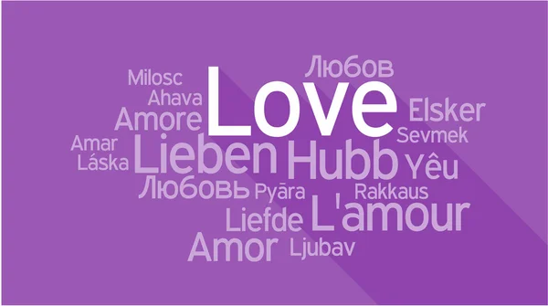 LOVE in different languages, word tag cloud — Stock Vector