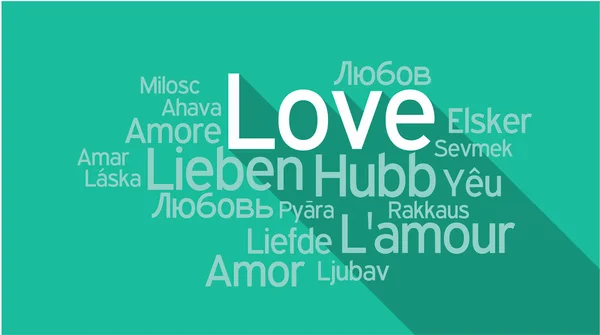 LOVE in different languages, word tag cloud — Stock Vector