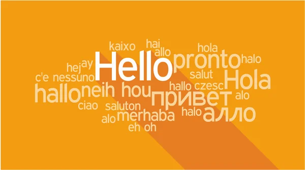 HELLO em diferentes idiomas, nuvem de tags de palavras — Vetor de Stock