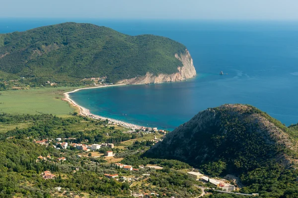 The panorama view of city beach in Montenegro — Stock Photo, Image