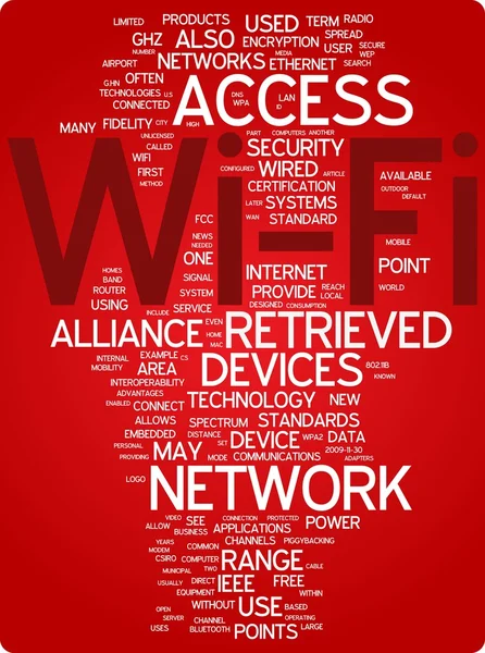 Wi-Fi ilustração nuvem palavra. Coleção de etiquetas gráficas —  Vetores de Stock