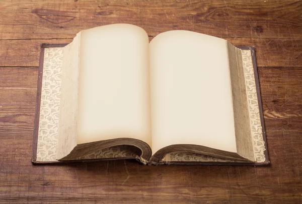 Open Book blank on old wood background — Stock Photo, Image