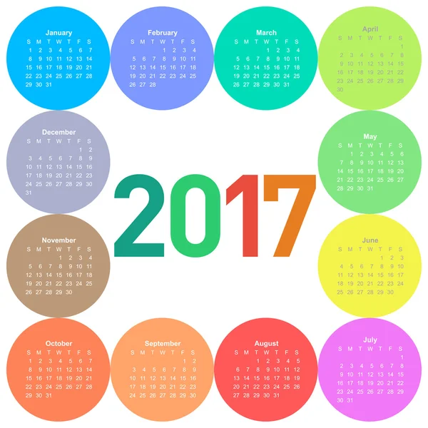 Calendario del cerchio per l'anno 2017 — Vettoriale Stock