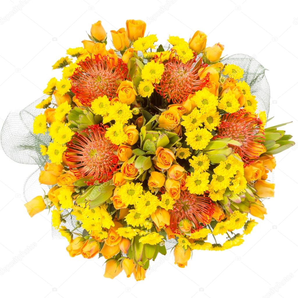 Bouquet de fleurs vue de dessus isol sur blanc Bouquet de fleurs vue de dessus isol sur blanc
