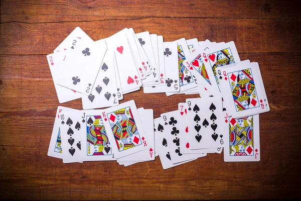 Lot of dusty old playing cards — Stock Photo, Image