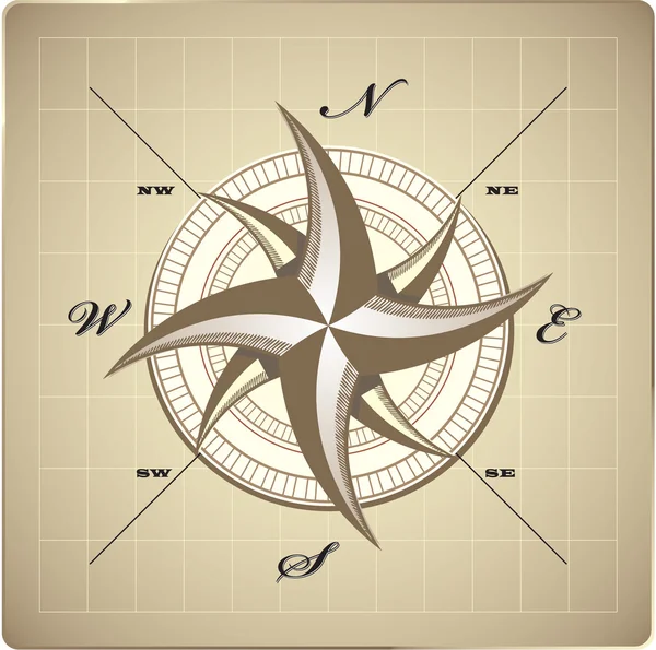 Větrná růžice kompasu retro design vektor — Stockový vektor
