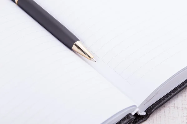 Close-up of ballpoint. Focus on tip — Stock Photo, Image