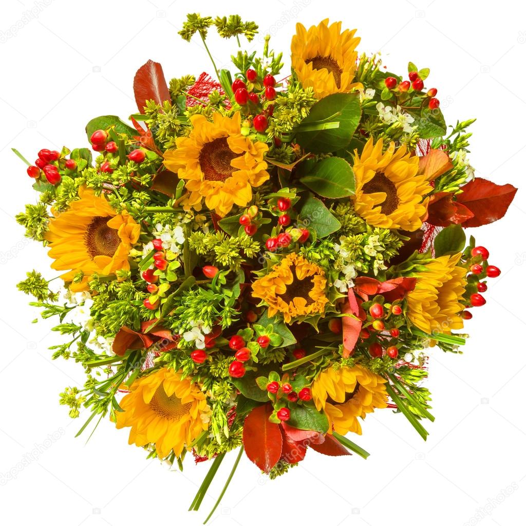 Bouquet of flowers top view isolated on white Stock Photo by ©gilmanshin  82274730