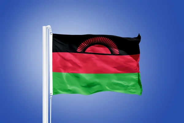 Drapeau du Malawi flottant contre un ciel bleu — Photo